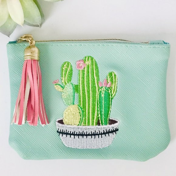 Handbags - Last 1! Cactus/ Succulent Vegan Leather Coin Purse